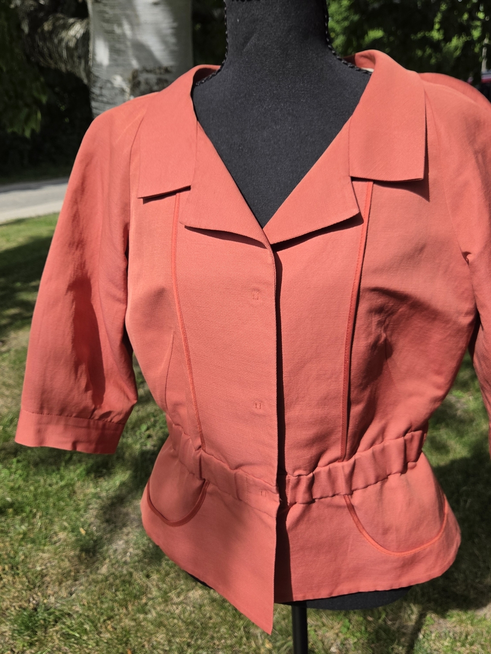Lida Baday Women’s Coral Short-Sleeve Peplum Jacket